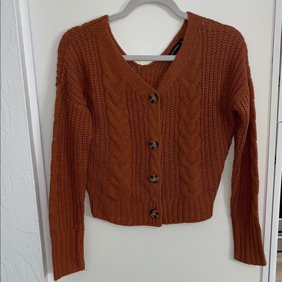 moon & madison Sweaters - moon & madison Rust Cable Knit Cardigan | S
